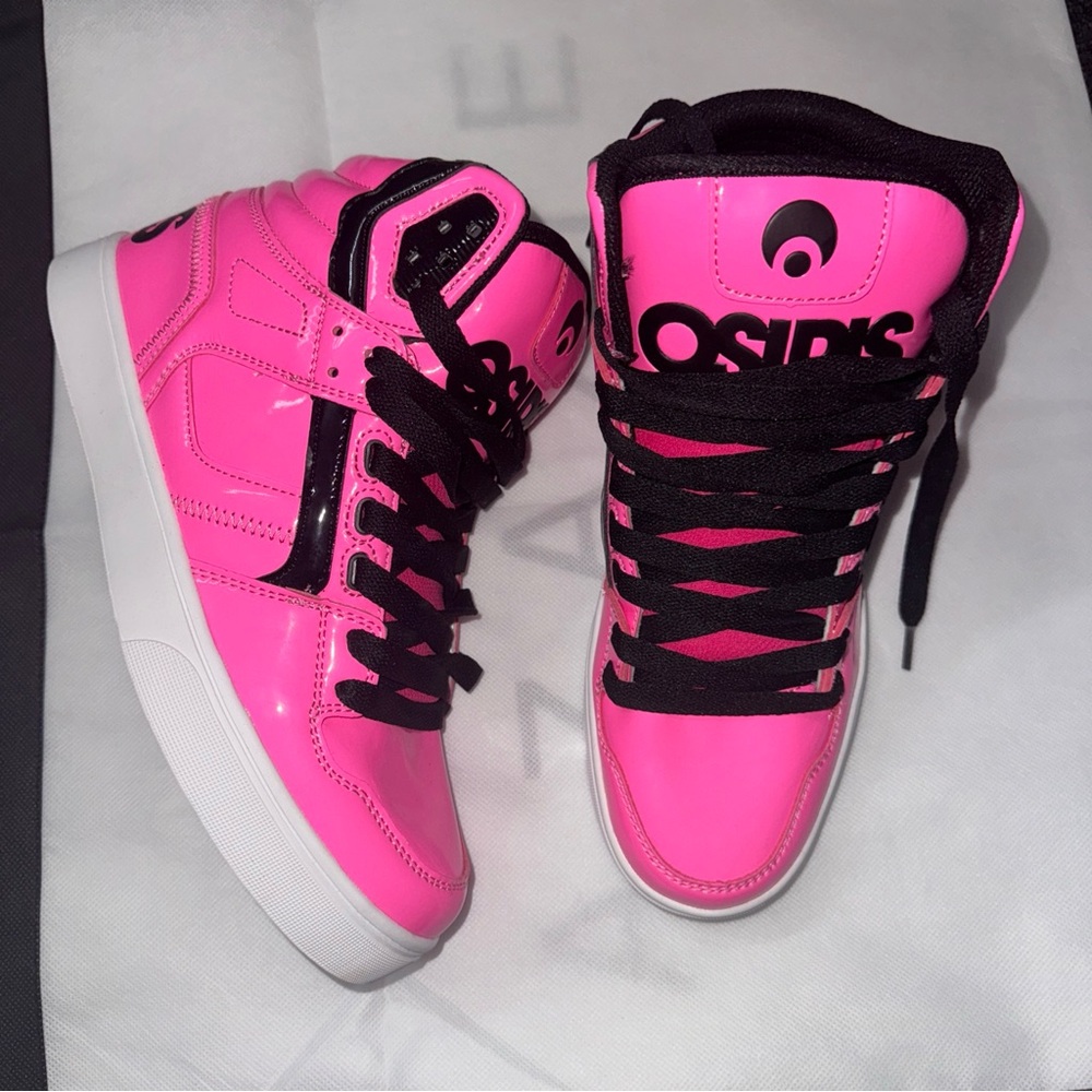 Osiris Pink and Black High-Top Sneakers